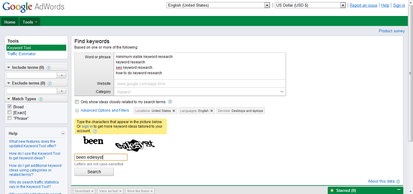 Minimum Viable Keyword Research