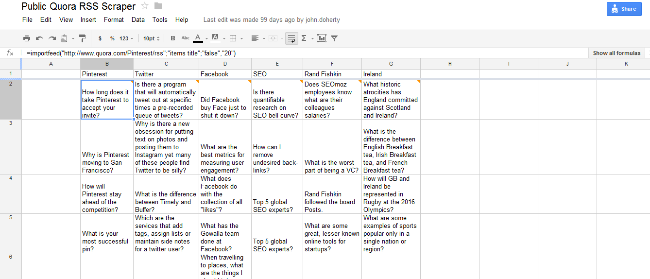 New Tool – Quora RSS Importer